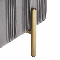 New 😀 Lisbeth Grey Pleated Velvet Lift-Top Storage Bench By INSPIRE Q Bold ✔️ -iNSPIRE Q shop Lisbeth Gold Finished and Grey Pleated Velvet Lift Top Storage Bench by iNSPIRE Q Bold 8