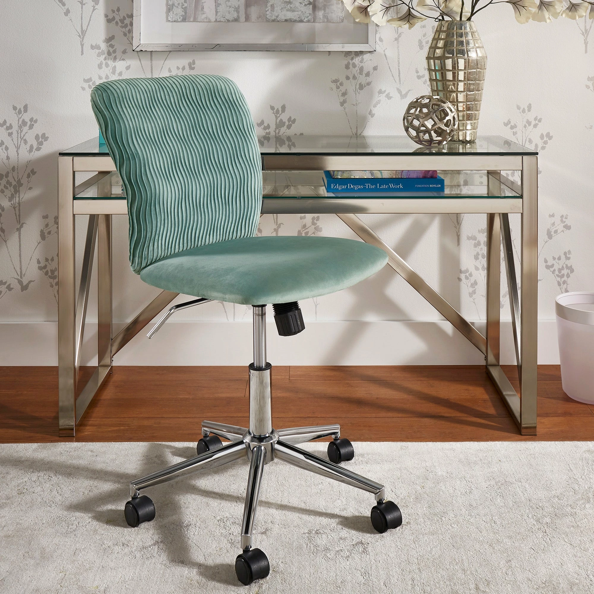 Deals 🛒 Lorelei Velvet Wave Pattern Office Chair By INSPIRE Q Bold Teal 👏 2 Deals 🛒 Lorelei Velvet Wave Pattern Office Chair By INSPIRE Q Bold Teal 👏 - Image 2