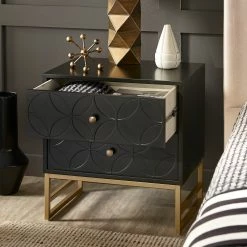 New 🛒 Luna Arched Diamond 2- Drawer Gold Metal End Table By INSPIRE Q Bold Blue 🧨 -iNSPIRE Q shop Luna Arched Diamond 2 Drawer Gold Metal End Table by iNSPIRE Q Bold 2