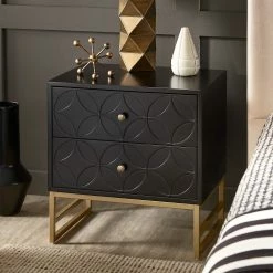 New 🛒 Luna Arched Diamond 2- Drawer Gold Metal End Table By INSPIRE Q Bold Blue 🧨 -iNSPIRE Q shop Luna Arched Diamond 2 Drawer Gold Metal End Table by iNSPIRE Q Bold 3