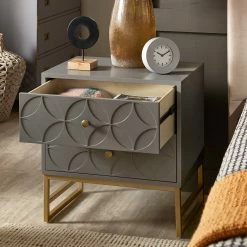 New 🛒 Luna Arched Diamond 2- Drawer Gold Metal End Table By INSPIRE Q Bold Blue 🧨 -iNSPIRE Q shop Luna Arched Diamond 2 Drawer Gold Metal End Table by iNSPIRE Q Bold 4