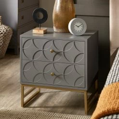 New 🛒 Luna Arched Diamond 2- Drawer Gold Metal End Table By INSPIRE Q Bold Blue 🧨 -iNSPIRE Q shop Luna Arched Diamond 2 Drawer Gold Metal End Table by iNSPIRE Q Bold 5