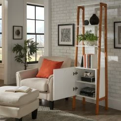 Best reviews of ❤️ Lyvia 75" H X 21" W Ladder Bookcase With Drawer By INSPIRE Q Modern 🔥