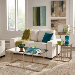 Outlet 🌟 Maddison Champagne Gold Finish Coffee Table Or Table Set With Mirrored Top By INSPIRE Q Bold 😍