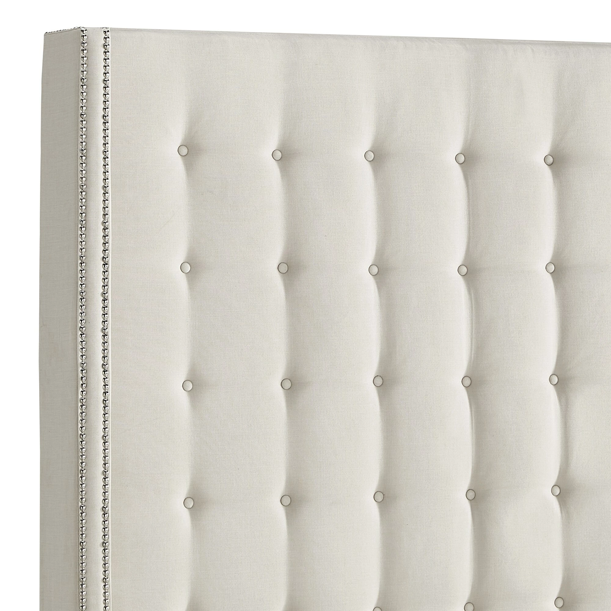 Best Sale ⌛ Marion Nailhead Wingback Tufted 84-Inch High Headboard Platform Bed By INSPIRE Q Bold King Size - Cream White Linen 😉 15 Best Sale ⌛ Marion Nailhead Wingback Tufted 84-Inch High Headboard Platform Bed By INSPIRE Q Bold King Size - Cream White Linen 😉 - Image 15
