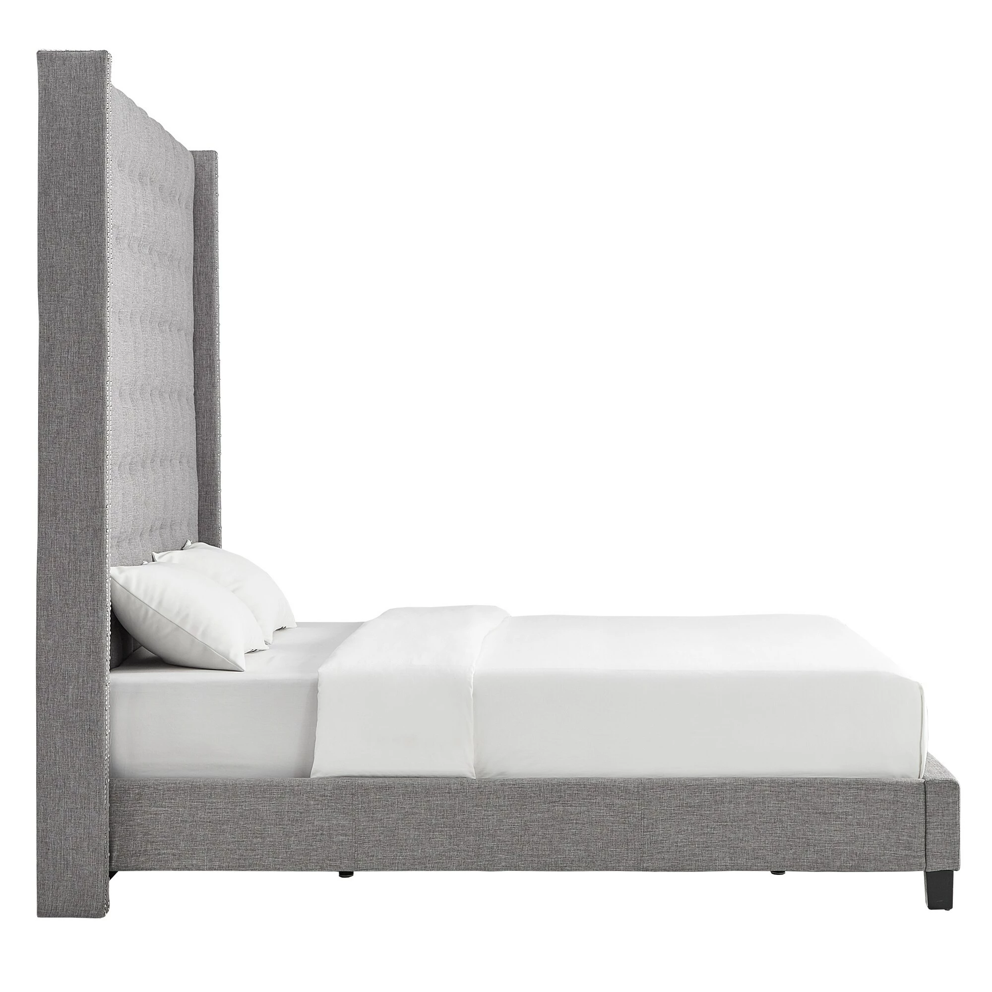 Best Sale ⌛ Marion Nailhead Wingback Tufted 84-Inch High Headboard Platform Bed By INSPIRE Q Bold King Size - Cream White Linen 😉 12 Best Sale ⌛ Marion Nailhead Wingback Tufted 84-Inch High Headboard Platform Bed By INSPIRE Q Bold King Size - Cream White Linen 😉 - Image 12