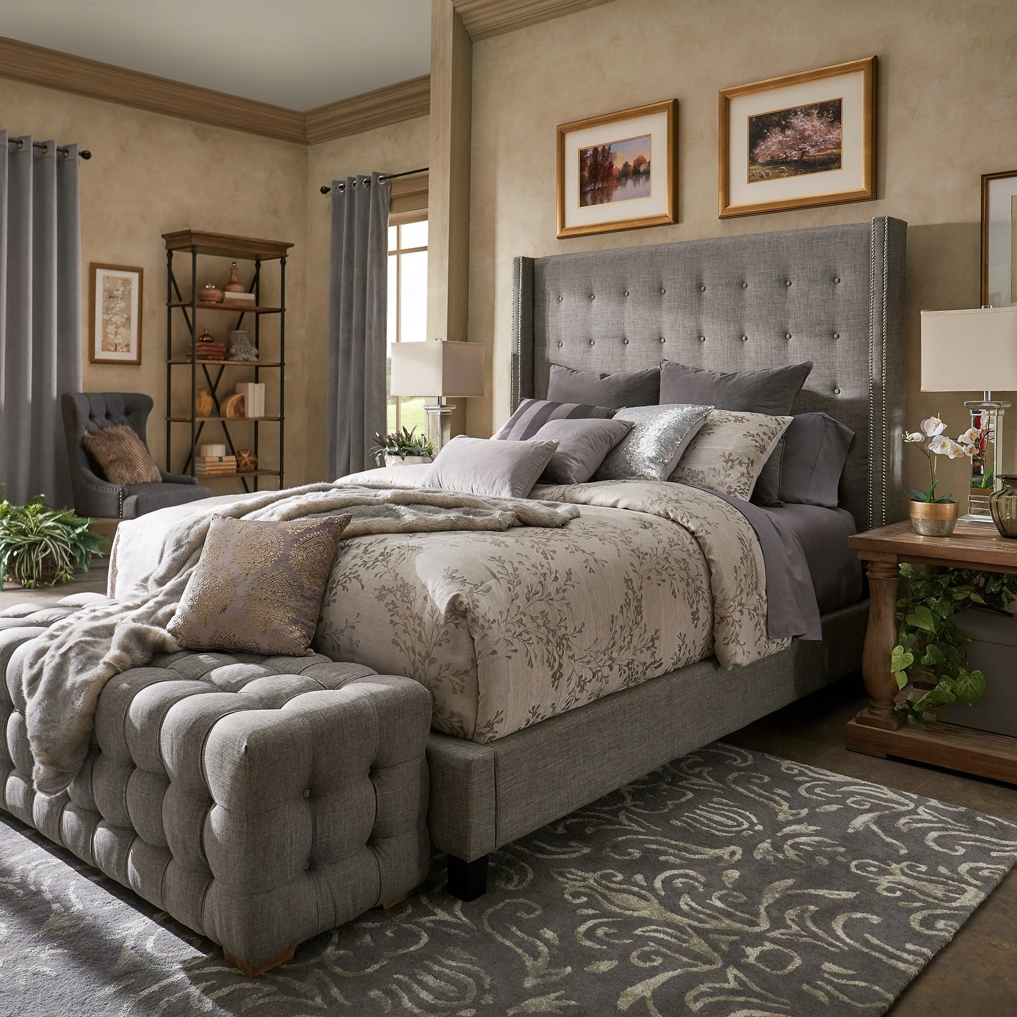 Best Sale ✨ Marion Nailhead Wingback Tufted Tall Headboard Platform Bed By INSPIRE Q Bold King Size - Dark Grey Linen ⌛ 3 Best Sale ✨ Marion Nailhead Wingback Tufted Tall Headboard Platform Bed By INSPIRE Q Bold King Size - Dark Grey Linen ⌛ - Image 3