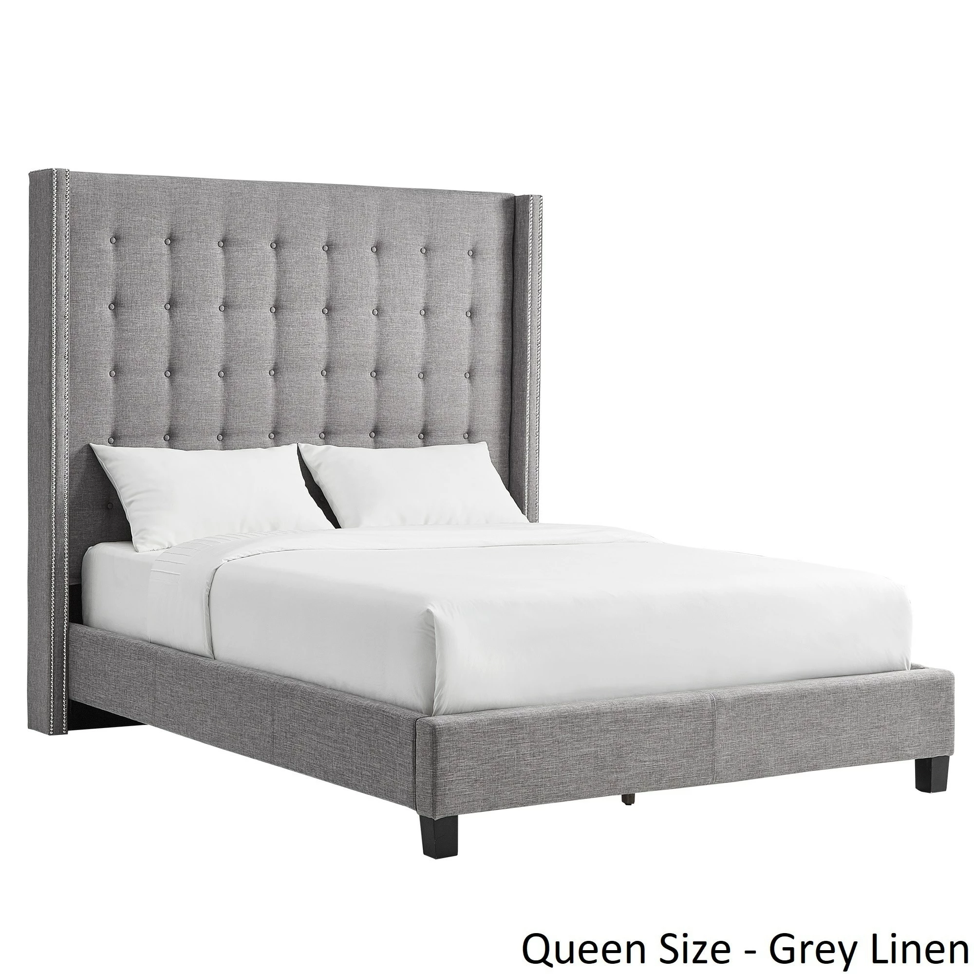 Best Sale ✨ Marion Nailhead Wingback Tufted Tall Headboard Platform Bed By INSPIRE Q Bold King Size - Dark Grey Linen ⌛ 7 Best Sale ✨ Marion Nailhead Wingback Tufted Tall Headboard Platform Bed By INSPIRE Q Bold King Size - Dark Grey Linen ⌛ - Image 7
