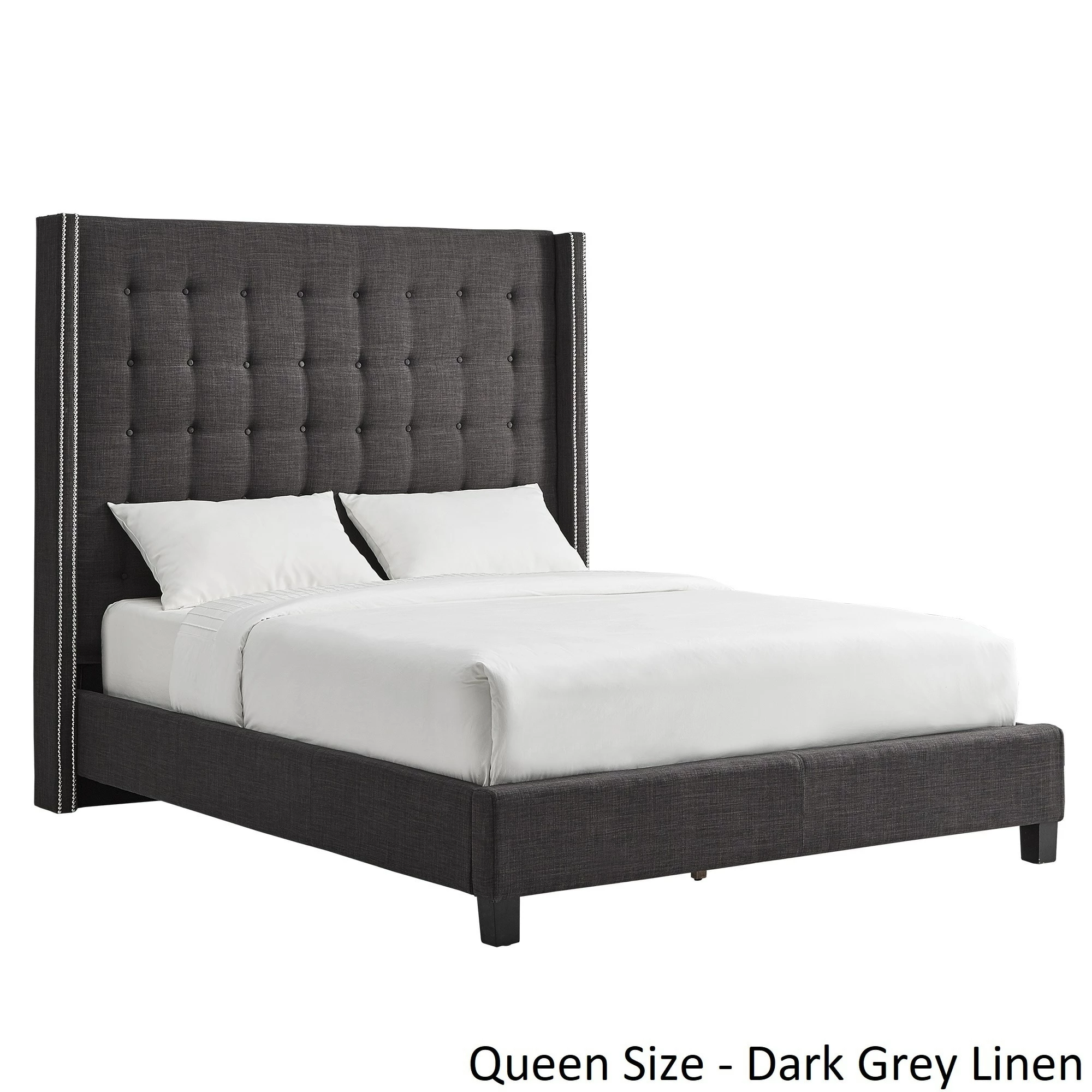 Best Sale ✨ Marion Nailhead Wingback Tufted Tall Headboard Platform Bed By INSPIRE Q Bold King Size - Dark Grey Linen ⌛ 5 Best Sale ✨ Marion Nailhead Wingback Tufted Tall Headboard Platform Bed By INSPIRE Q Bold King Size - Dark Grey Linen ⌛ - Image 5