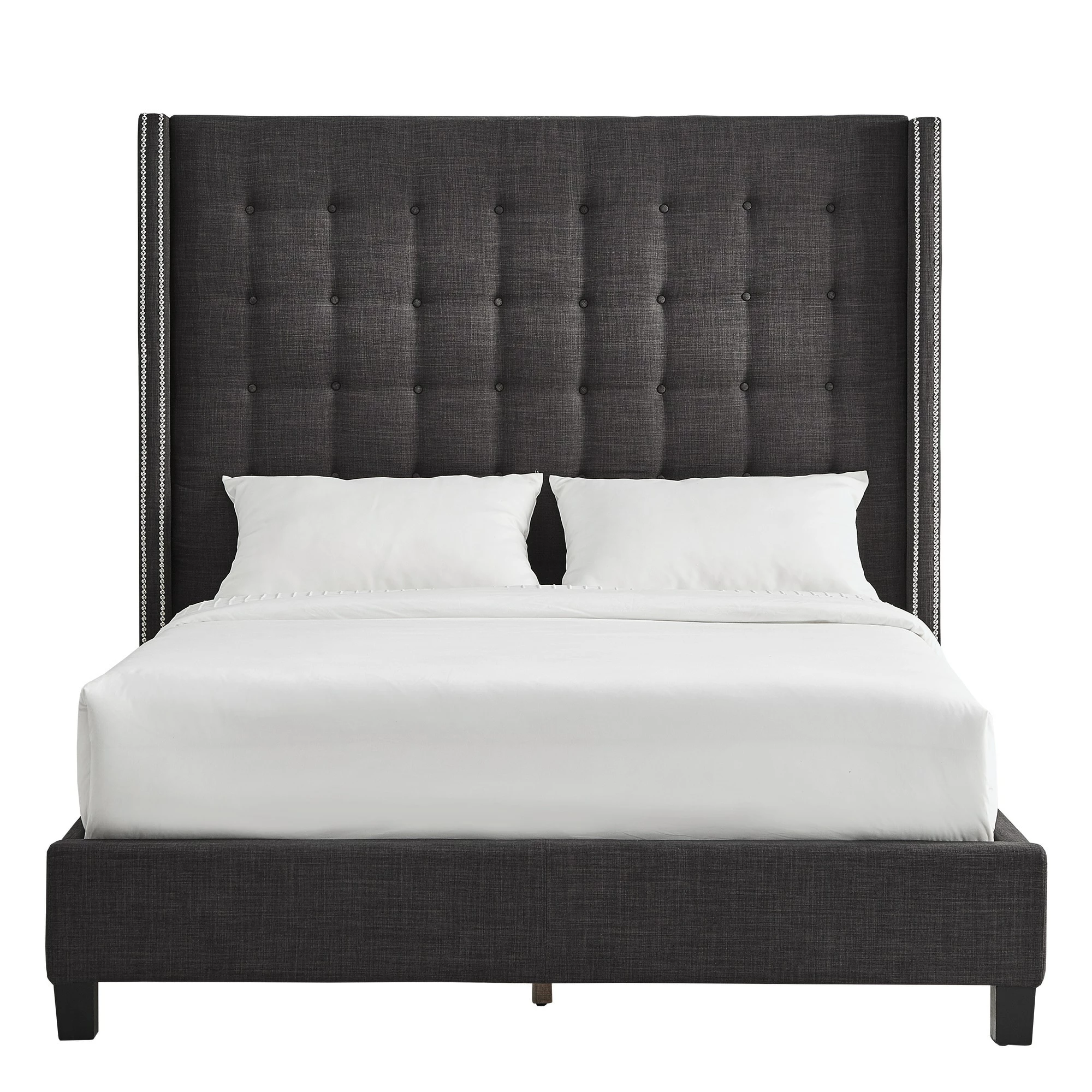 Best Sale ✨ Marion Nailhead Wingback Tufted Tall Headboard Platform Bed By INSPIRE Q Bold King Size - Dark Grey Linen ⌛ 11 Best Sale ✨ Marion Nailhead Wingback Tufted Tall Headboard Platform Bed By INSPIRE Q Bold King Size - Dark Grey Linen ⌛ - Image 11