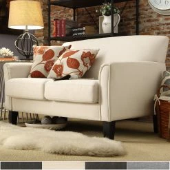 Wholesale 🤩 Uptown Modern Cushion Back Loveseat By INSPIRE Q Classic Dark Brown Faux Leather 😀