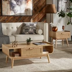Cheapest ๐ Monika Natural Finish Wicker 1-Drawer Tables By INSPIRE Q Modern ๐