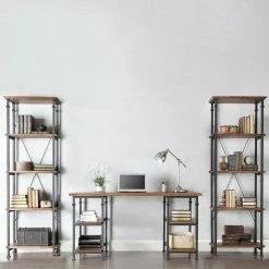 Outlet 😀 Myra Industrial Rustic 3-piece Desk Bookcase Set By INSPIRE Q Classic 🌟