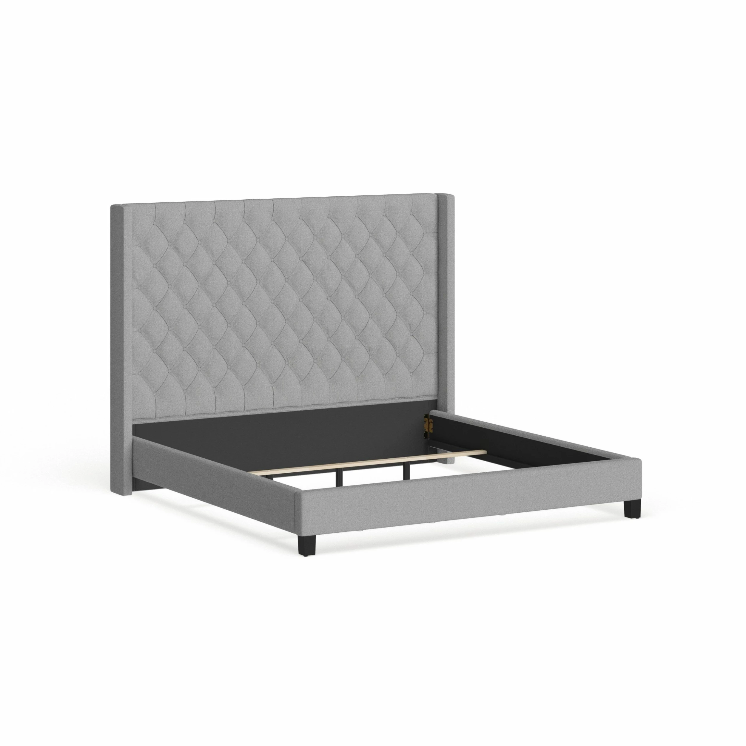 Buy 🔔 Naples Wingback Button Tufted Tall Headboard Bed By INSPIRE Q Artisan Charcoal 😀 - Image 12