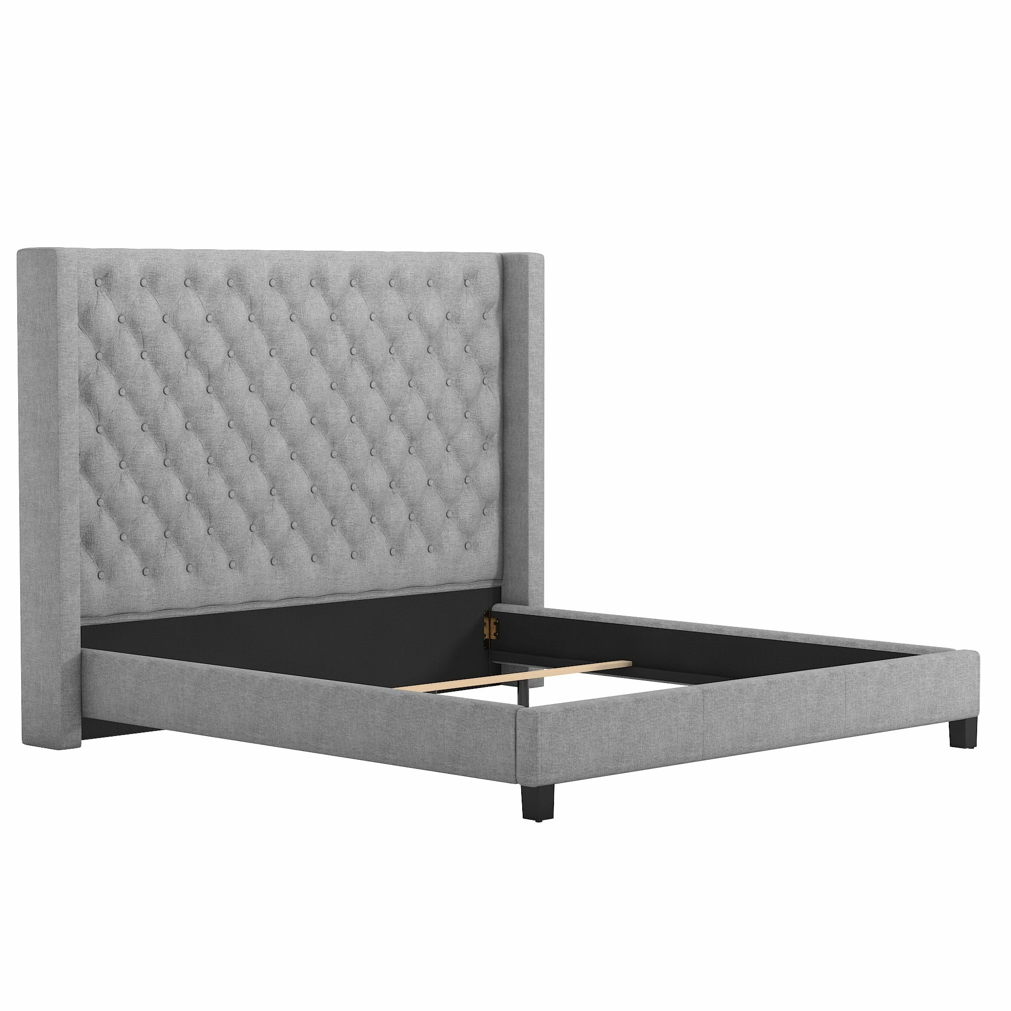 Buy 🔔 Naples Wingback Button Tufted Tall Headboard Bed By INSPIRE Q Artisan Charcoal 😀 - Image 13