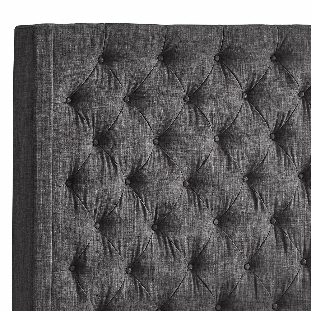 Buy 🔔 Naples Wingback Button Tufted Tall Headboard Bed By INSPIRE Q Artisan Charcoal 😀 - Image 7