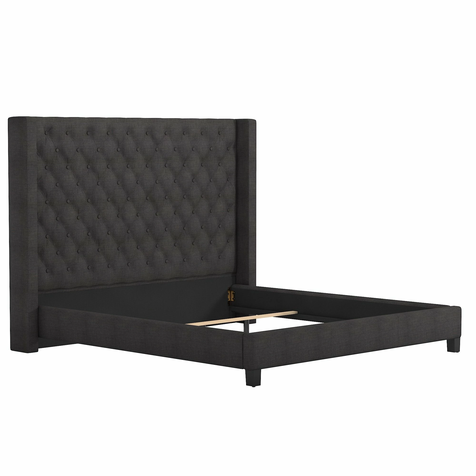 Buy 🔔 Naples Wingback Button Tufted Tall Headboard Bed By INSPIRE Q Artisan Charcoal 😀 - Image 10