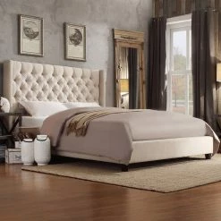Budget ❤️ Naples Wingback Button Tufted Upholstered Bed By INSPIRE Q Artisan 👍