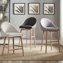 Flash Sale 😍 Natoma Natural Mid-Century Wood Stools (Set Of 2) INSPIRE Q Modern Grey No Swivel ✨