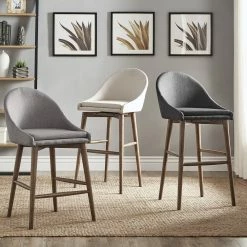 Best reviews of 🔔 Natoma Walnut Mid-Century Wood Stool By INSPIRE Q Modern (Set Of 2) Dark Grey No Swivel 👏