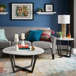 Buy ⌛ Nazeem Faux Marble And Metal Tables By INSPIRE Q Modern Grey 🔥