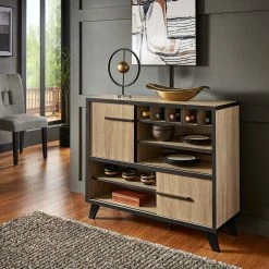 Flash Sale ❤️ Nora Two-Tone Black & Natural Finish Server By INSPIRE Q Modern ⭐