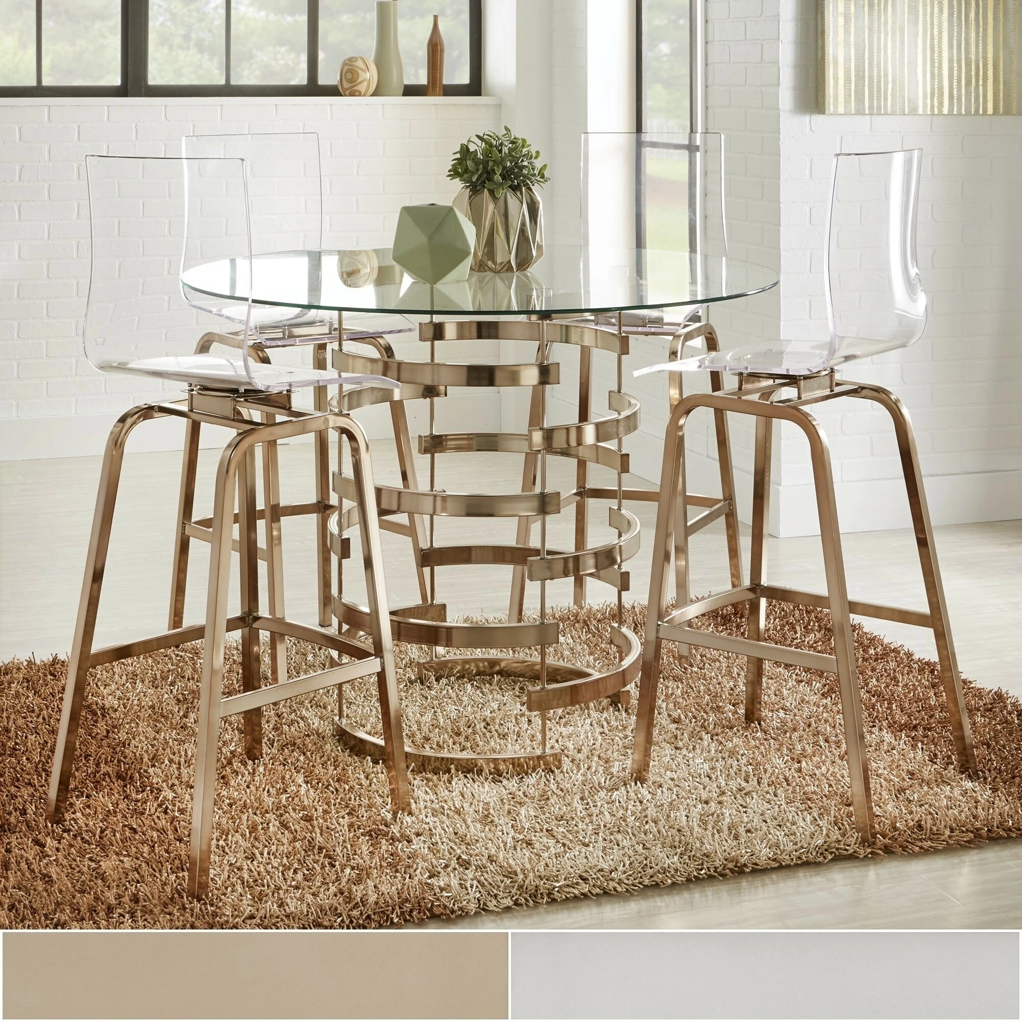 Hot Sale ✔️ Nova Round Glass Top Vortex Iron Base Counter Height Table By INSPIRE Q Bold Champagne Gold 😉 6 Hot Sale ✔️ Nova Round Glass Top Vortex Iron Base Counter Height Table By INSPIRE Q Bold Champagne Gold 😉 - Image 6