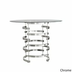 Hot Sale ✔️ Nova Round Glass Top Vortex Iron Base Counter Height Table By INSPIRE Q Bold Champagne Gold 😉