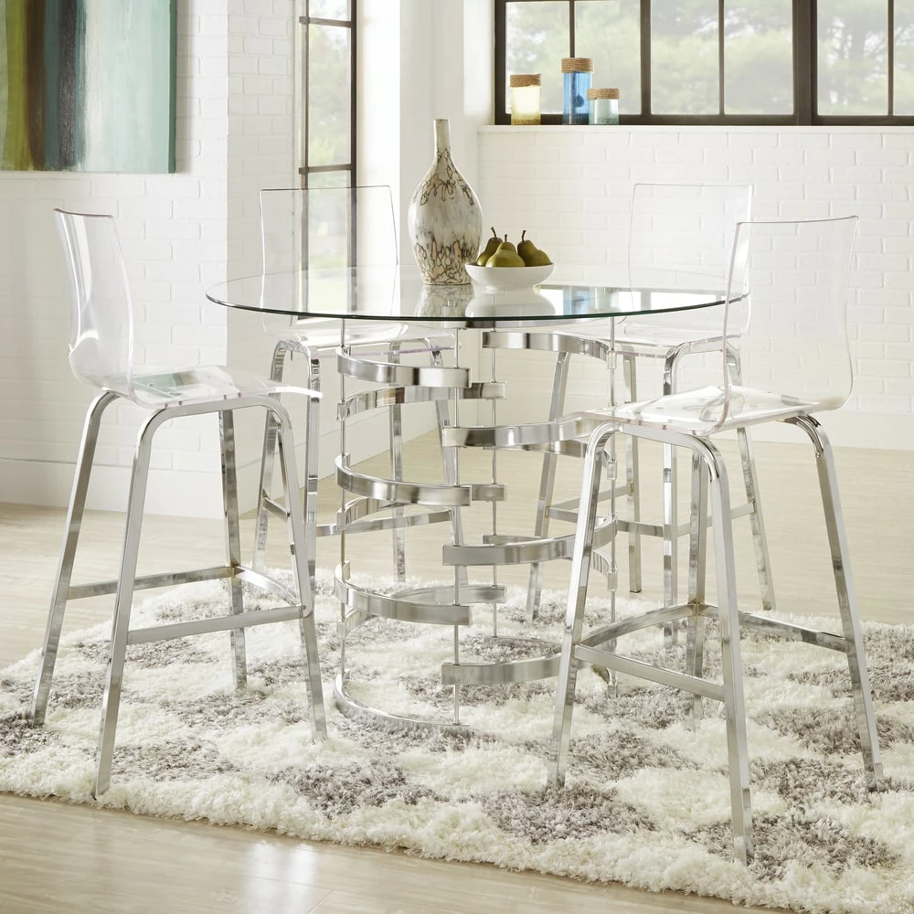 Hot Sale ✔️ Nova Round Glass Top Vortex Iron Base Counter Height Table By INSPIRE Q Bold Champagne Gold 😉 8 Hot Sale ✔️ Nova Round Glass Top Vortex Iron Base Counter Height Table By INSPIRE Q Bold Champagne Gold 😉 - Image 8