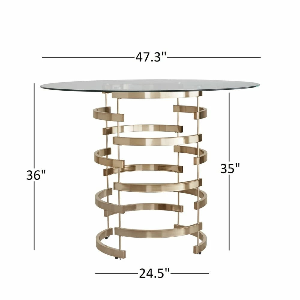 Hot Sale ✔️ Nova Round Glass Top Vortex Iron Base Counter Height Table By INSPIRE Q Bold Champagne Gold 😉 5 Hot Sale ✔️ Nova Round Glass Top Vortex Iron Base Counter Height Table By INSPIRE Q Bold Champagne Gold 😉 - Image 5