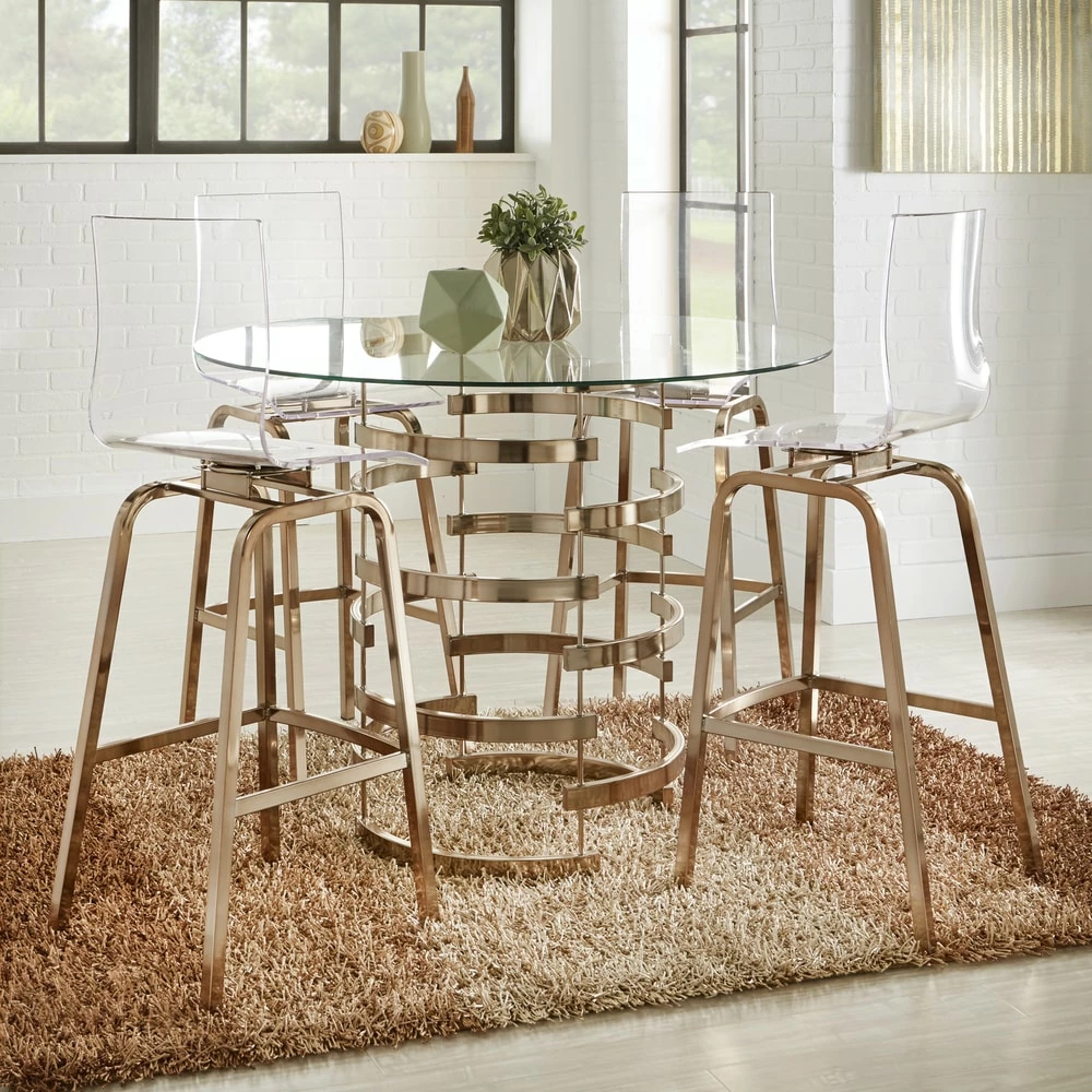 Hot Sale ✔️ Nova Round Glass Top Vortex Iron Base Counter Height Table By INSPIRE Q Bold Champagne Gold 😉 7 Hot Sale ✔️ Nova Round Glass Top Vortex Iron Base Counter Height Table By INSPIRE Q Bold Champagne Gold 😉 - Image 7