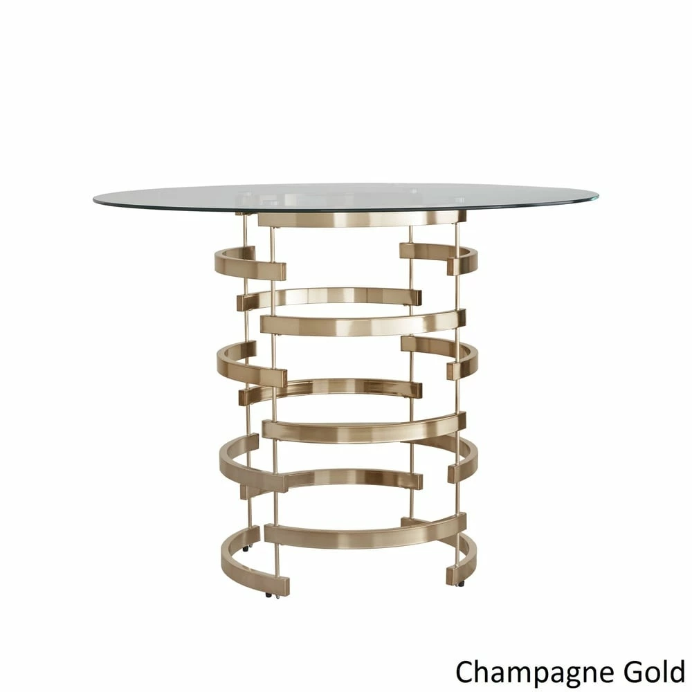 Hot Sale ✔️ Nova Round Glass Top Vortex Iron Base Counter Height Table By INSPIRE Q Bold Champagne Gold 😉 2 Hot Sale ✔️ Nova Round Glass Top Vortex Iron Base Counter Height Table By INSPIRE Q Bold Champagne Gold 😉 - Image 2