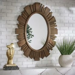 Promo 🤩 O'Malley Oval Reclaimed Wood Sunburst Wall Mirror By INSPIRE Q Artisan 👏