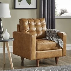 Wholesale 😀 Odin Caramel Leather Gel Accent Chair By INSPIRE Q Modern 💯