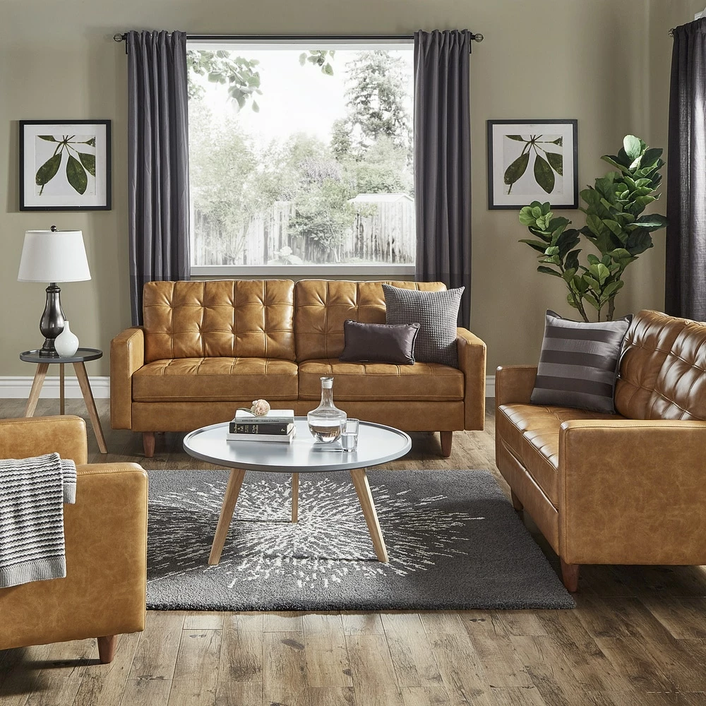 New 🌟 Odin Caramel Leather Gel Sofa By INSPIRE Q Modern ✨ - Image 2