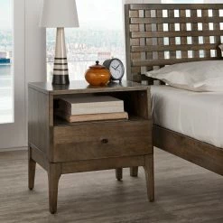 Buy ⭐ Ozan Walnut Finish 1-drawer Nightstand By INSPIRE Q Modern ⌛