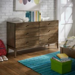Wholesale 👏 Ozan Walnut Finish 6-drawer 👗 Dresser By INSPIRE Q Modern 👍