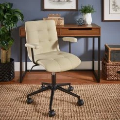 Wholesale 🌟 Peralta Faux Leather Tufted Office Chair By INSPIRE Q Classic Beige 👏