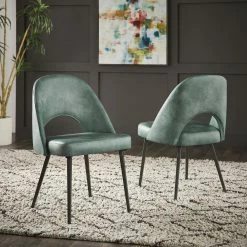 Buy 😉 Presley Upholstered Dining Chairs (Set Of 2) By INSPIRE Q Modern Teal Pu Leather 🌟 -iNSPIRE Q shop Presley Upholstered Dining Chairs 28Set of 229 by iNSPIRE Q Modern 7