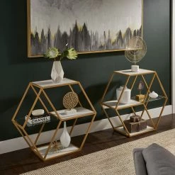Cheapest ✔️ Rae Hexagon Wood And Glass 4-Shelf Modular Bookcase By INSPIRE Q Bold - Bookshelf 💯