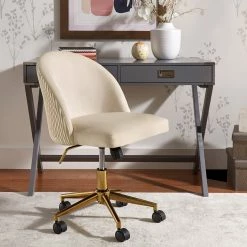 Best Sale 🌟 Renae Arc Back Velvet Ripple Pattern Office Chair By INSPIRE Q Bold Pink 👍