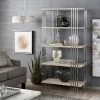 Outlet 🎉 Rhianna Chrome Finish 36-inch Bookcase With Faux Marble Shelves By INSPIRE Q Bold ✔️