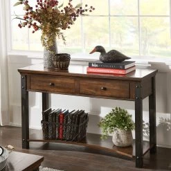 New 🎉 Richter Wood Finish Sofa Table By INSPIRE Q Classic - Sofa Table Dark Cherry ⌛