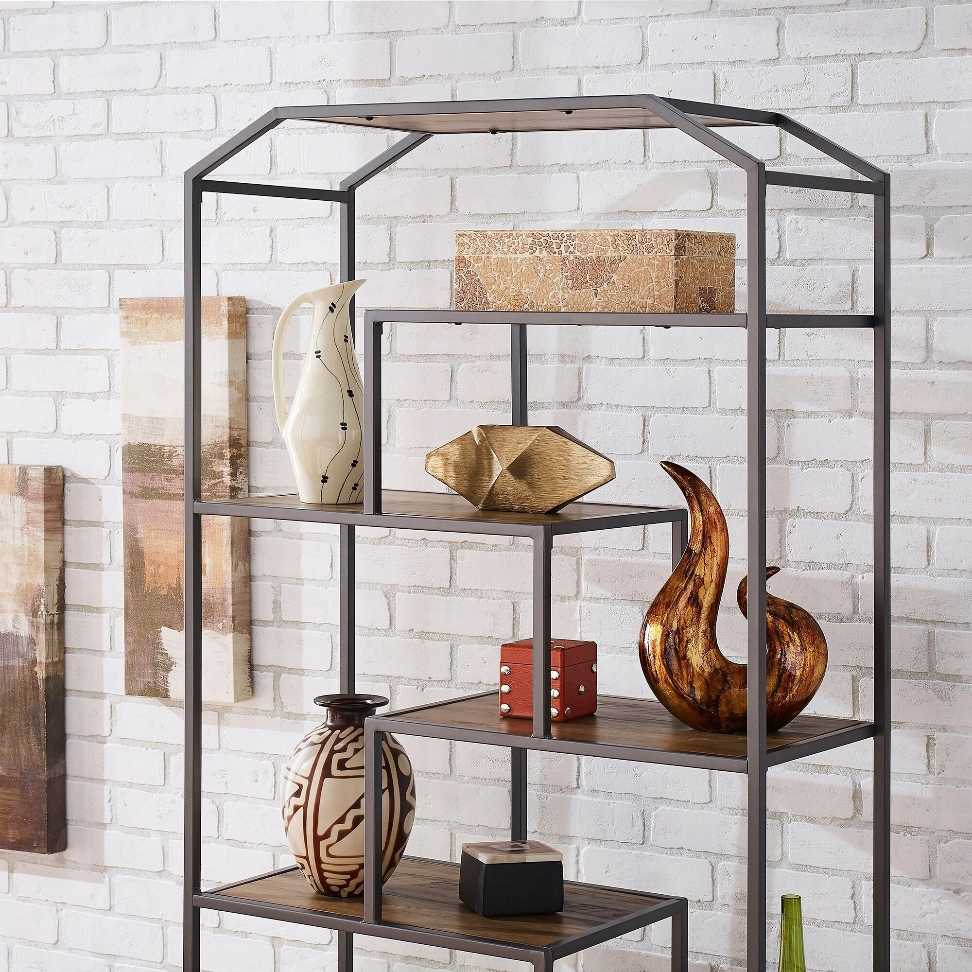 Best deal 🎉 Rogers Dark Grey Finish Metal Clipped Corner Bookcase By INSPIRE Q Modern 😍 - Image 2