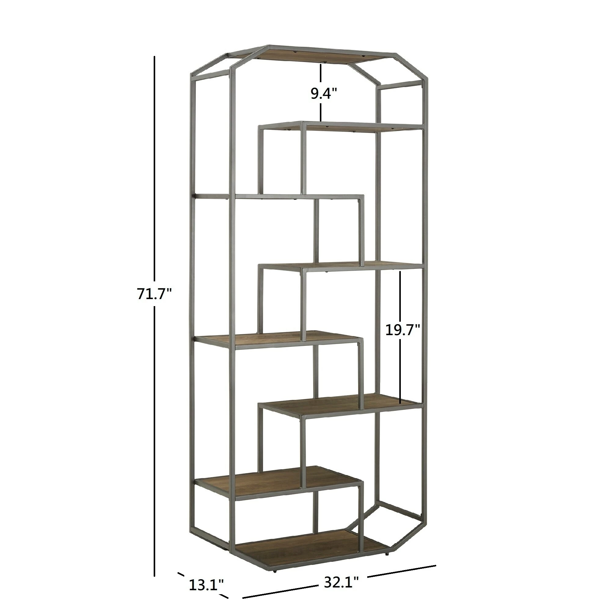 Best deal 🎉 Rogers Dark Grey Finish Metal Clipped Corner Bookcase By INSPIRE Q Modern 😍 - Image 8