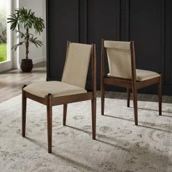 Buy 🌟 Rondo Walnut Finish Cocoa Fabric Dining Chair (Set Of 2) By INSPIRE Q Modern 🔥