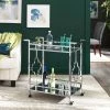 Hot Sale 🎉 Rosewood Chrome Floral Bar Cart With Mirror Bottom And Glass Top By INSPIRE Q Bold 🎁