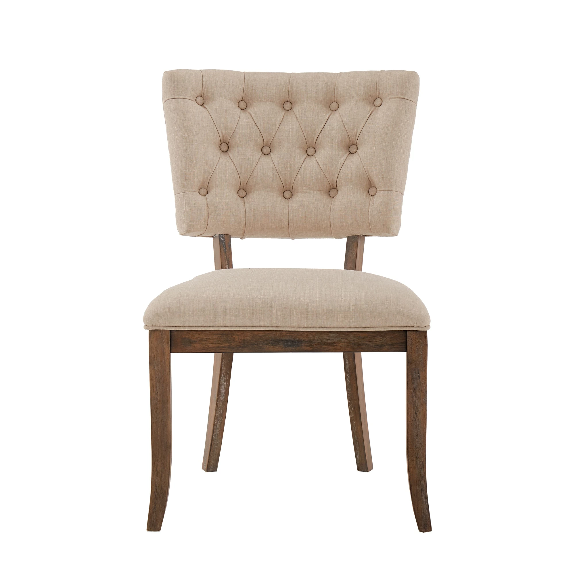 Outlet 🔔 Rowland Beige Linen Tufted Dining Chairs (Set Of 2) By INSPIRE Q Artisan Chestnut Finish 😍 - Image 5