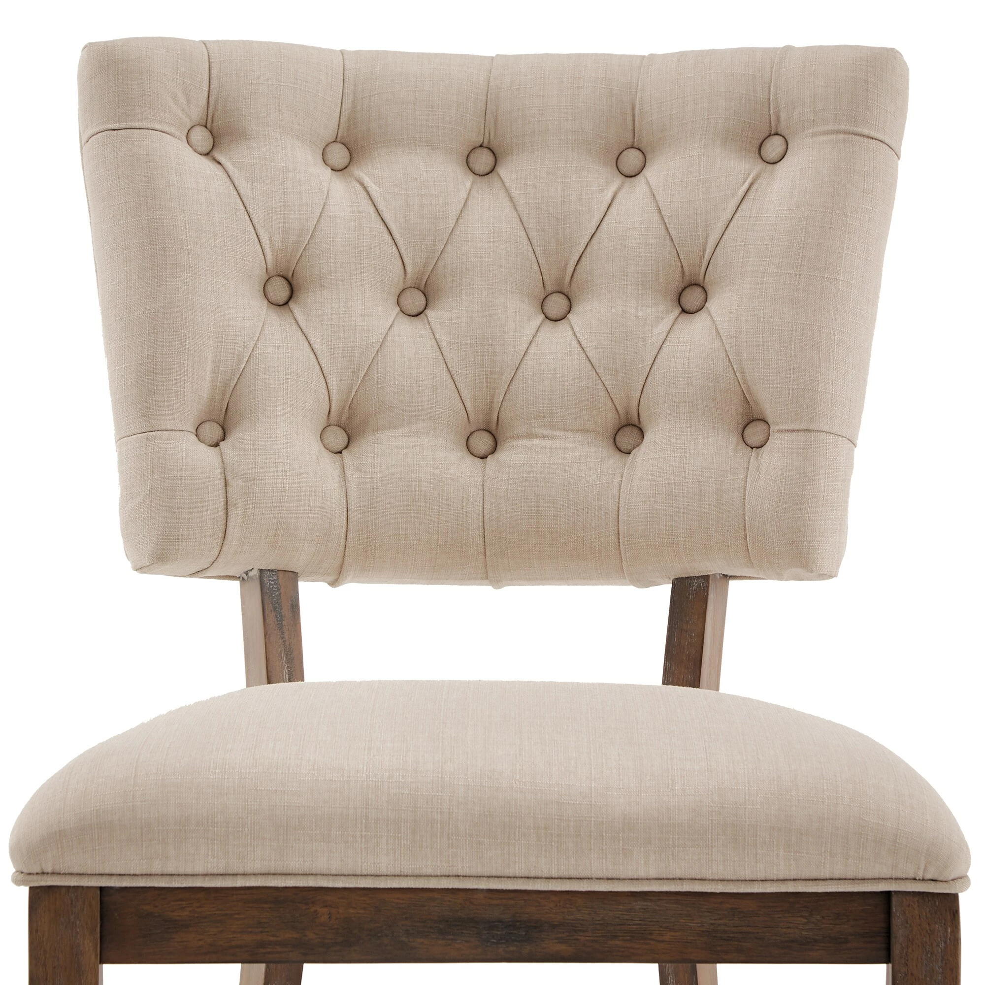 Outlet 🔔 Rowland Beige Linen Tufted Dining Chairs (Set Of 2) By INSPIRE Q Artisan Chestnut Finish 😍 - Image 7