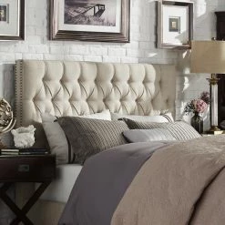 Best reviews of 🛒 Knightsbridge Tufted Linen Chesterfield Headboard By INSPIRE Q Artisan ✔️